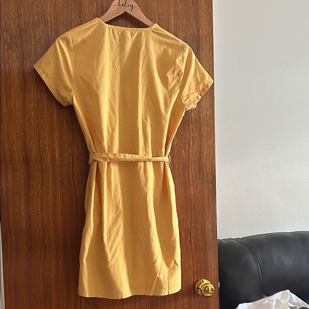 RVCA Mustard Button-Down Mini Dress - Picture 3 of 3